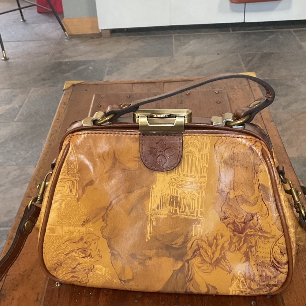 Patricia Nash Tan and Brown Leather Shoulder Bag